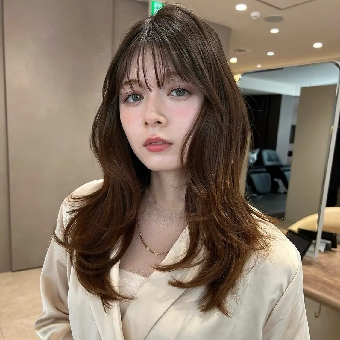 セミロング くびれヘア 韓国風ヘア くびれレイヤー レイヤーカット 地毛風矯正✨×髪質 改善⭐️NOJIのヘアスタイル