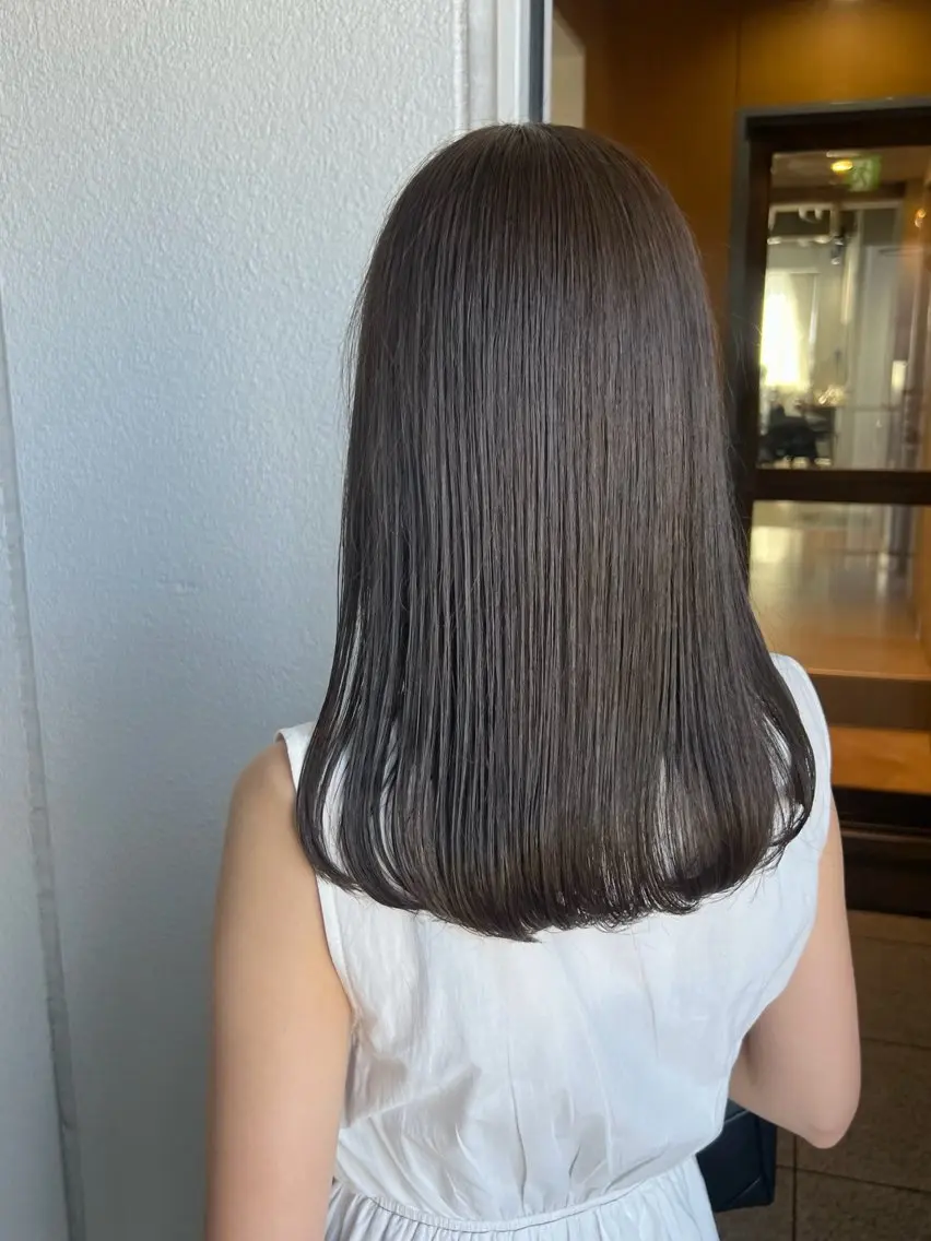 セミロング カラー カット ヘアカラー トリートメント akane/オリーブ /ボブパーマのヘアスタイル