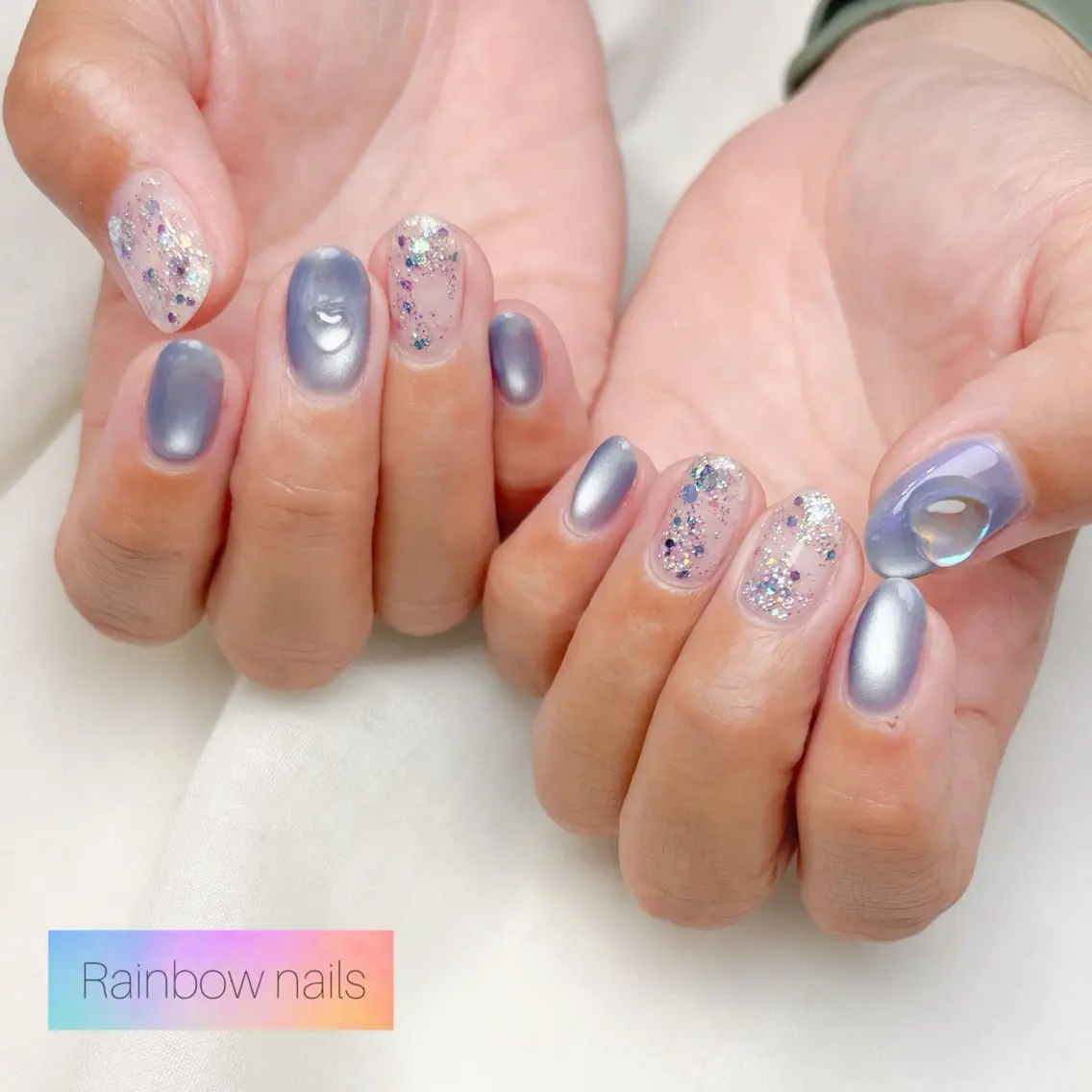 ネイル キラキラネイル ハンドネイル Rainbow nailsくろちゃんのネイルデザイン