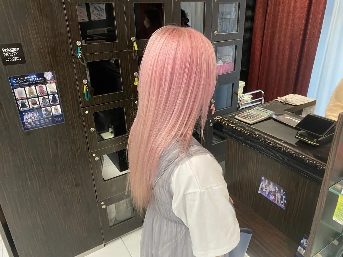 ロング カラー ピンクカラー ヘアカラー グレージュ達人/赤み 消し/ブリーチ/岩崎のヘアスタイル