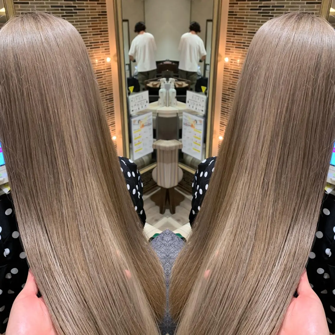 セミロング カラー ベージュカラー ブリーチ ハイトーンカラー ミルクティーベージュ カット ヘアカラー トリートメント 竹内啓太 ボブのヘアスタイル