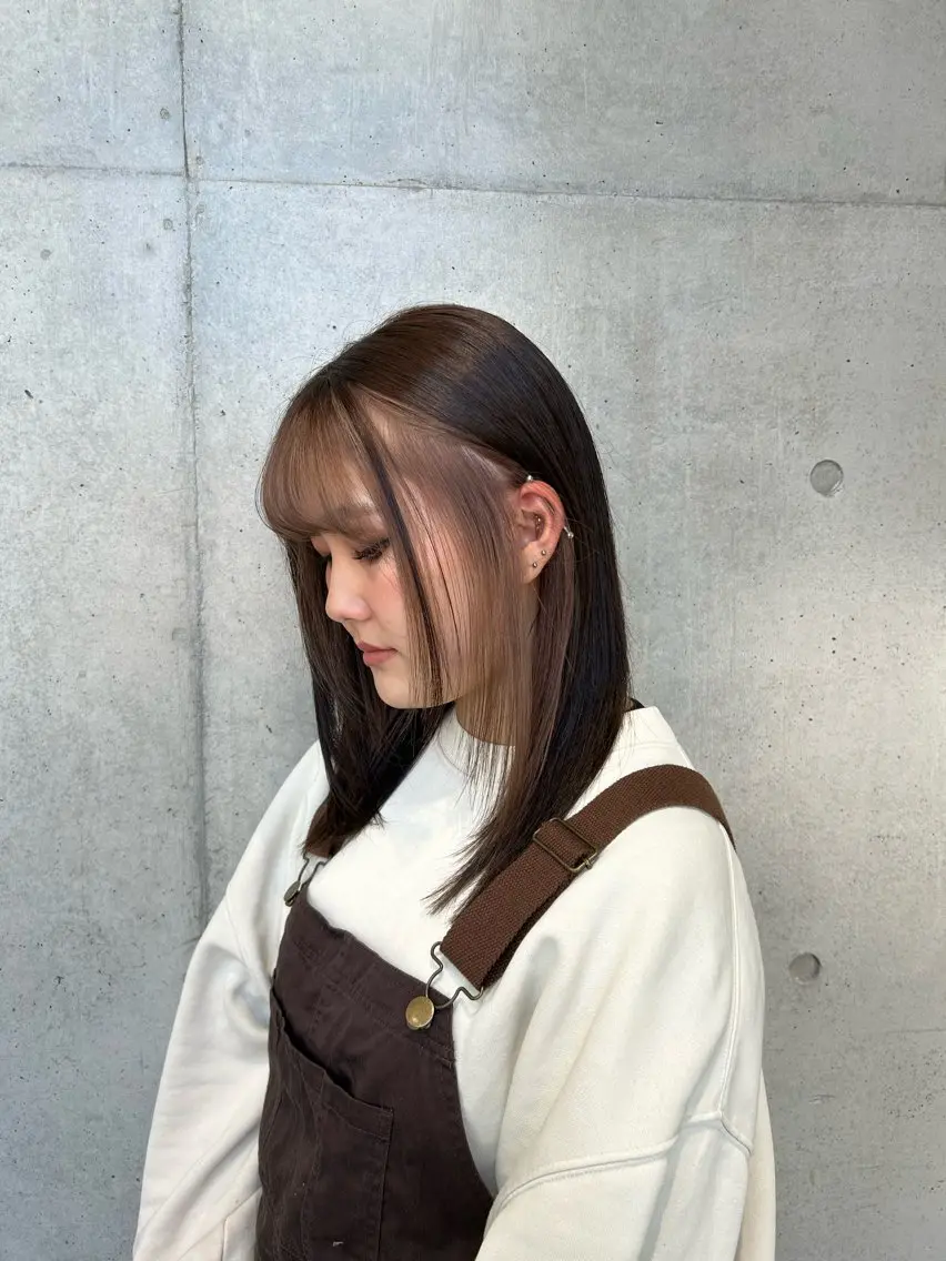 セミロング カラー ヘアアレンジ ヘアカラー トリートメント ボブ艶モテカラー🫧 カリンのヘアスタイル