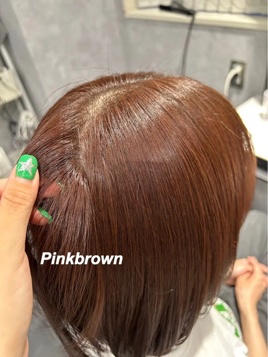 ミディアム カラー ブラウンカラー ピンクカラー ピンクブラウン プルエクステ/インナ ーカラー🦊はるなのヘアスタイル