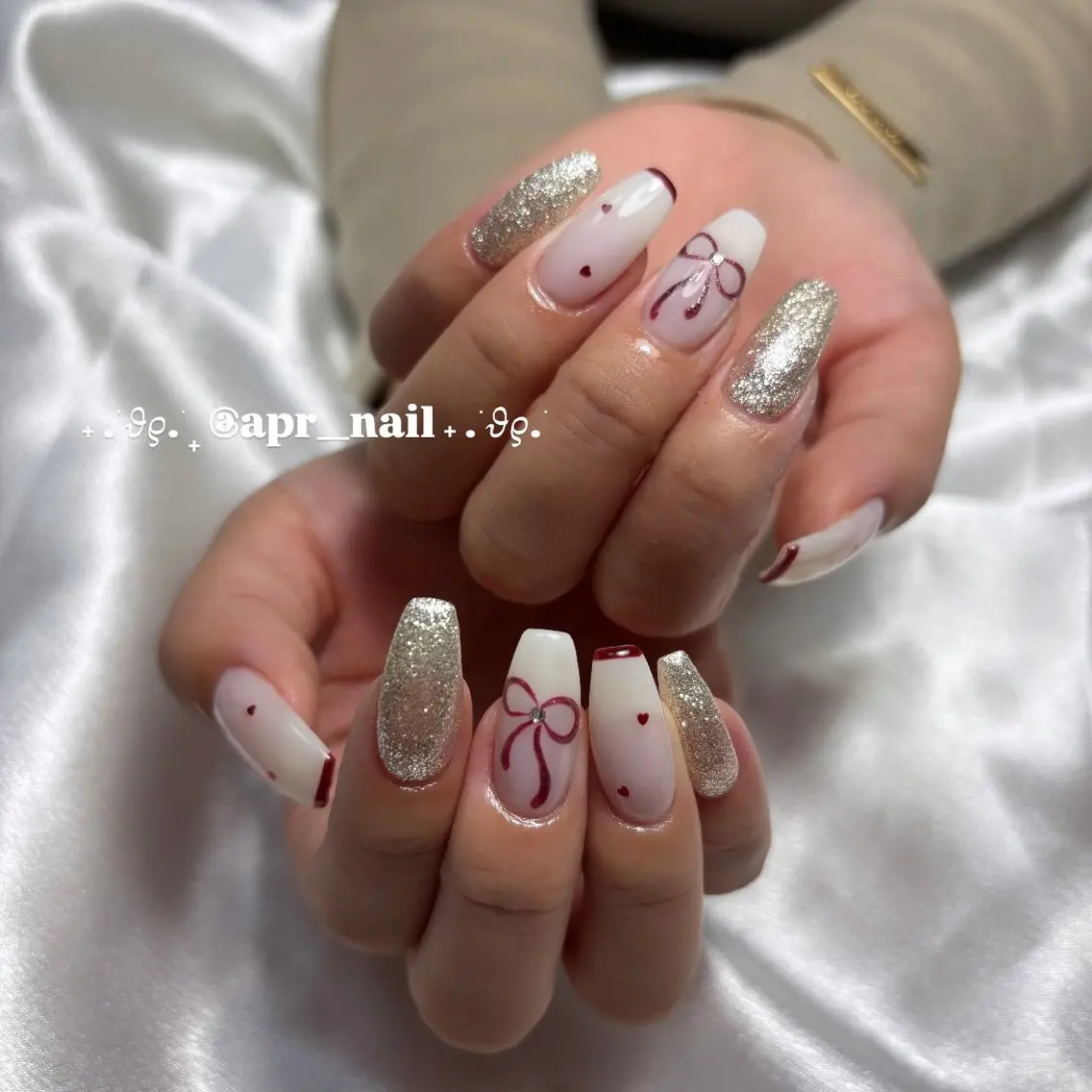 ネイル リボン Nailsalon apricotのネイルデザイン
