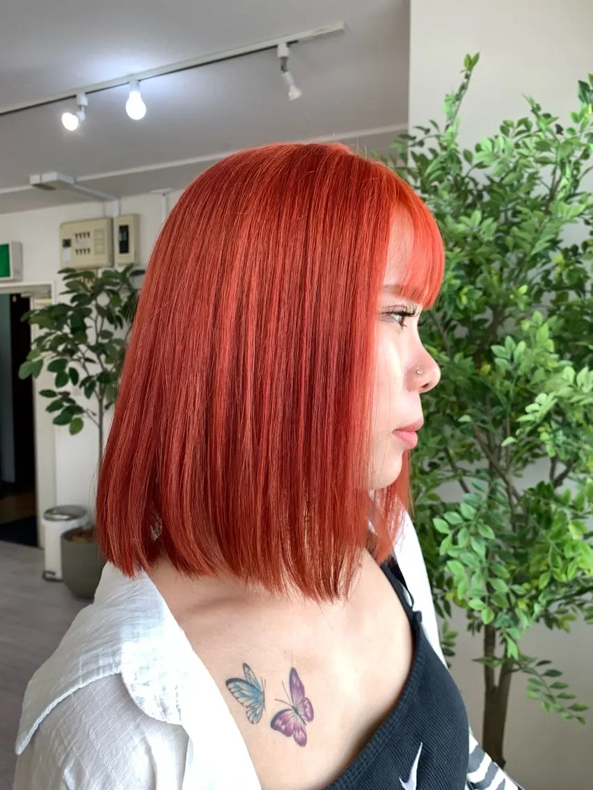 ミディアム カット ヘアカラー トリートメント ツヤカラー🤍 ARISAのヘアスタイル