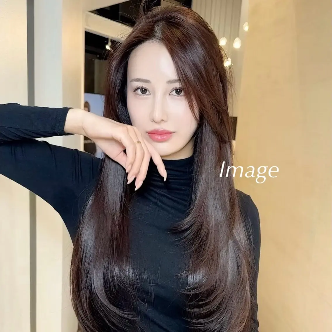 ロング 顔周りカット 韓国風ヘア レイヤーカット カット ヘアカラー トリートメント ワンホンヘア/ レイヤー/Kaitoのヘアスタイル