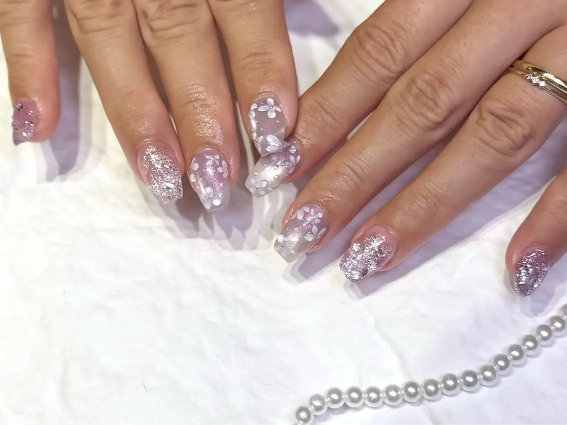 ネイル パープル ハンドネイル Mnailsalon フィルイン対応サロンのネイルデザイン