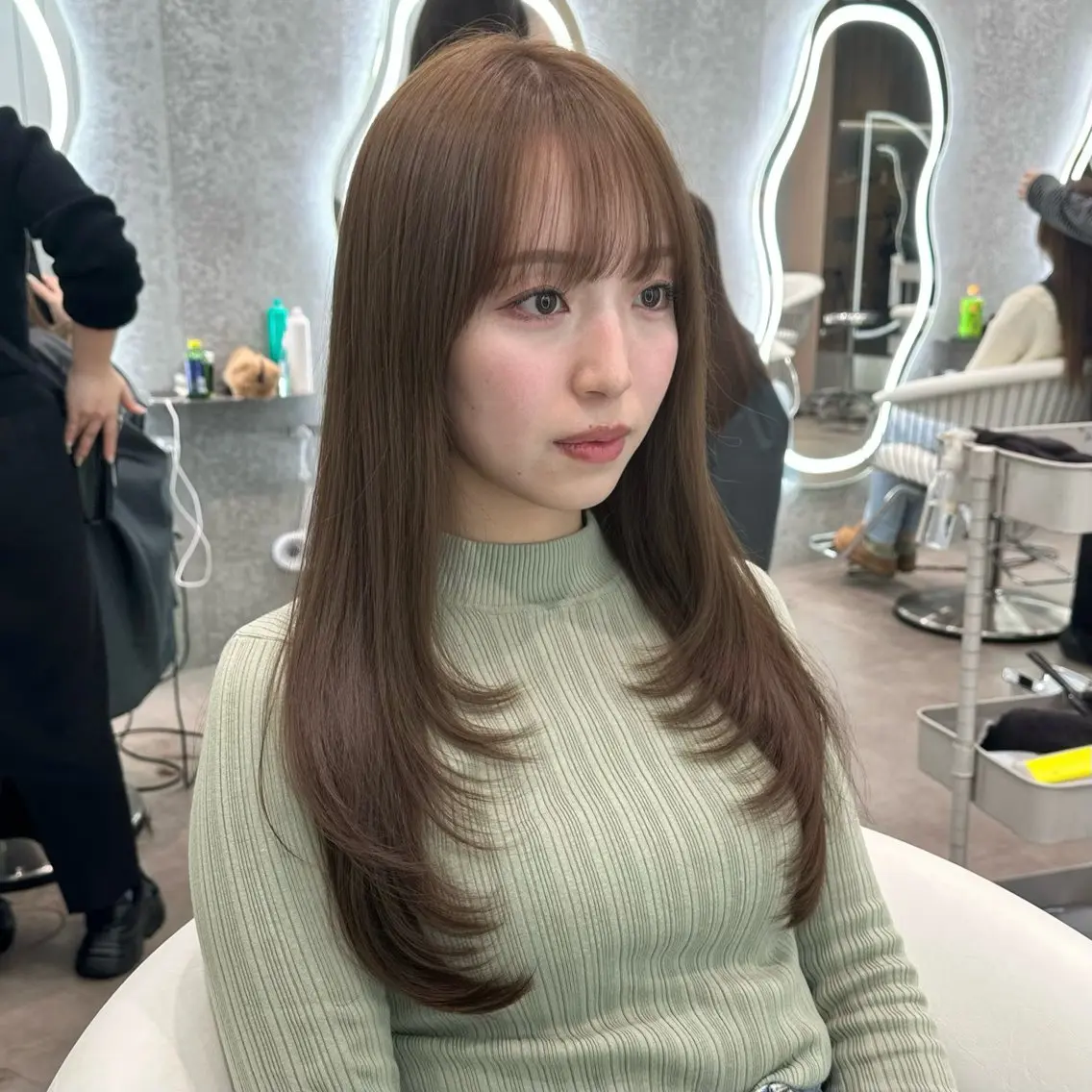 セミロング カラー ヘアアレンジ カット ヘアカラー トリートメント ブリーチなしW🎀 髪質改善／はのんのヘアスタイル