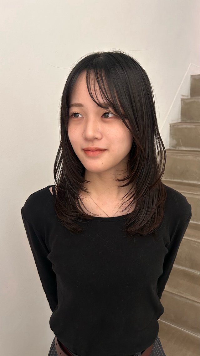 ミディアム ミディアムレイヤー レイヤーカット 🌼*･京都美容師 enu烏丸/ハナのヘアスタイル