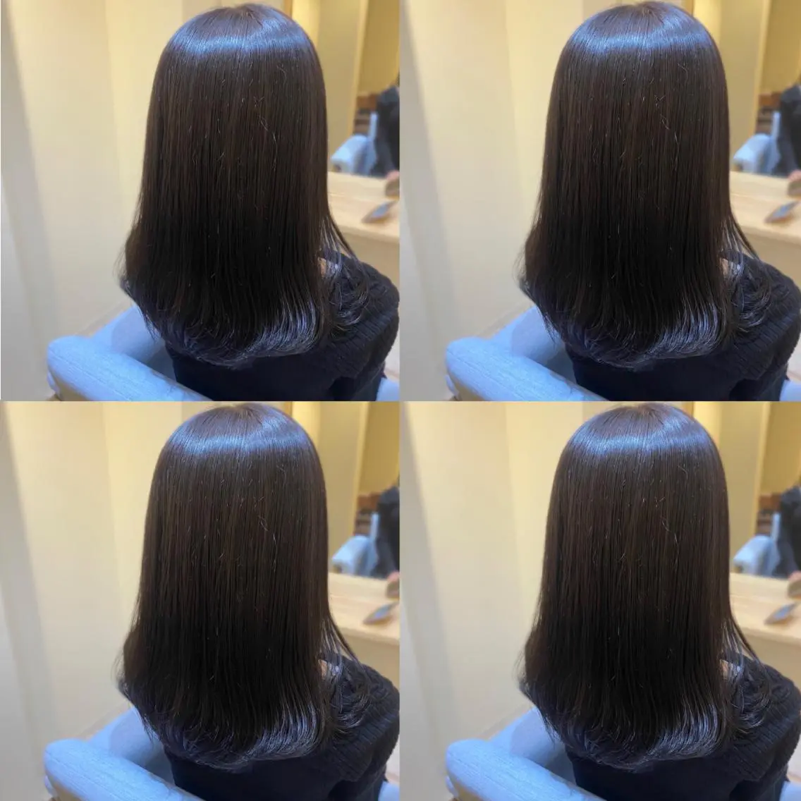 セミロング カラー 金島 青のヘアスタイル