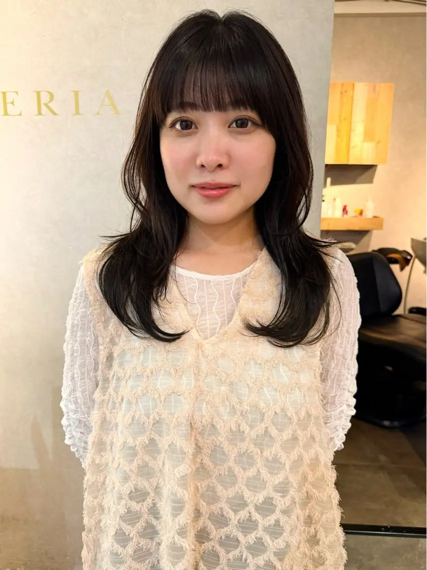 セミロング パーマ カット ヘアカラー ERINA/レイヤー /尼崎のヘアスタイル