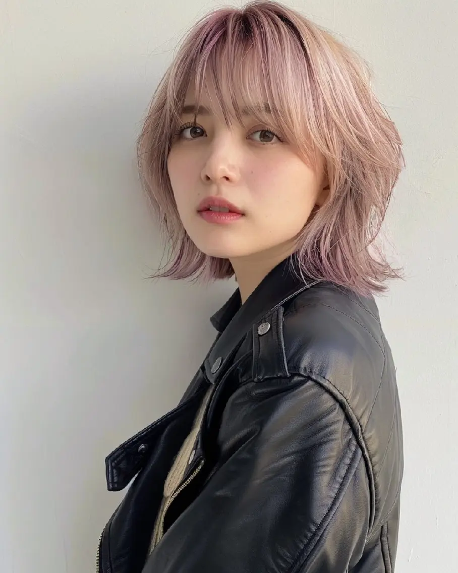 カラー ブリーチ ダブルカラー ハイライトカラー インナーカラー ボブ Luisハイライト　 喜連瓜破、髪質改善のヘアスタイル