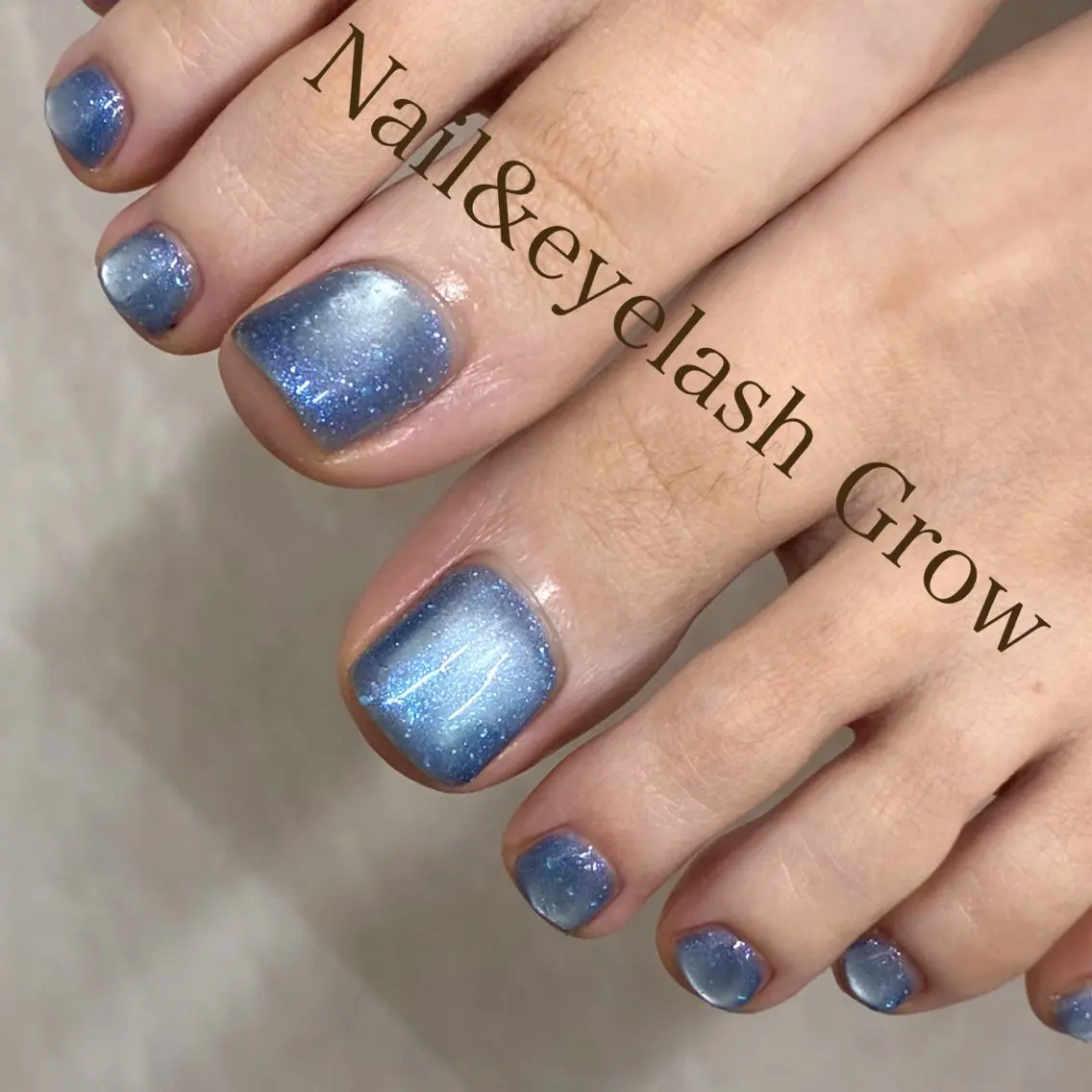 ネイル ブルー 長さ出し フットネイル ジェルネイル グリーン フットネイル Nail&eye Grow ちかのネイルデザイン