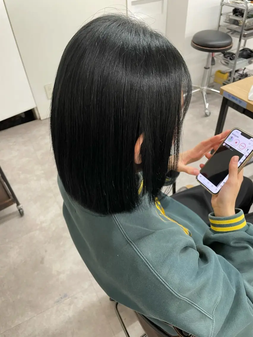 ミディアム カラー 黒髪 京谷 日向のヘアスタイル