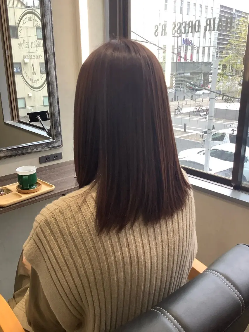 ミディアム カラー カット 縮毛矯正 トリートメント 松木 護裕のヘアスタイル