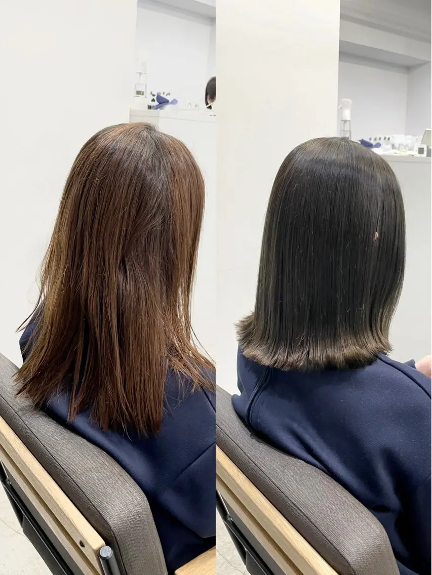 ミディアム カラー パーマ ミディアムパーマ グレージュ オリーブグレージュ オリーブグレー 髪質改善 カット ヘアカラー 縮毛矯正 トリートメント 生艶髪&レイヤー🔔 渋谷お薦めNo.1✨のヘアスタイル
