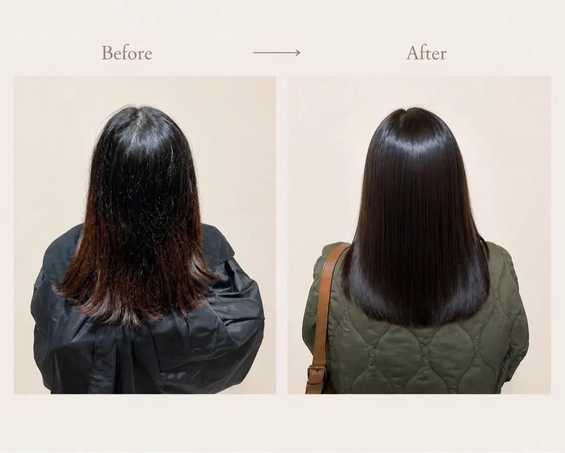 セミロング ヘアカラー 連下 愛唯のヘアスタイル
