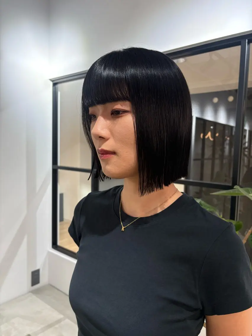 ミディアム カラー ボブ カット ヘアカラー トリートメント 🎀透明感カラー/韓 国レイヤー/Airiのヘアスタイル