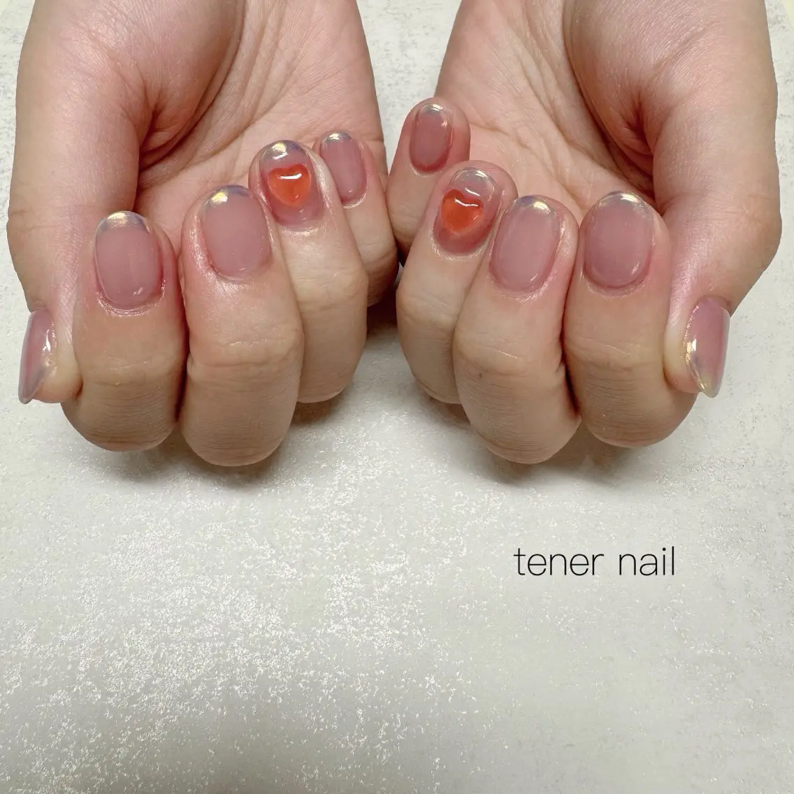 ネイル フレンチネイル ハート UVネイル ハンドネイル テネルネイル tener nailのネイルデザイン