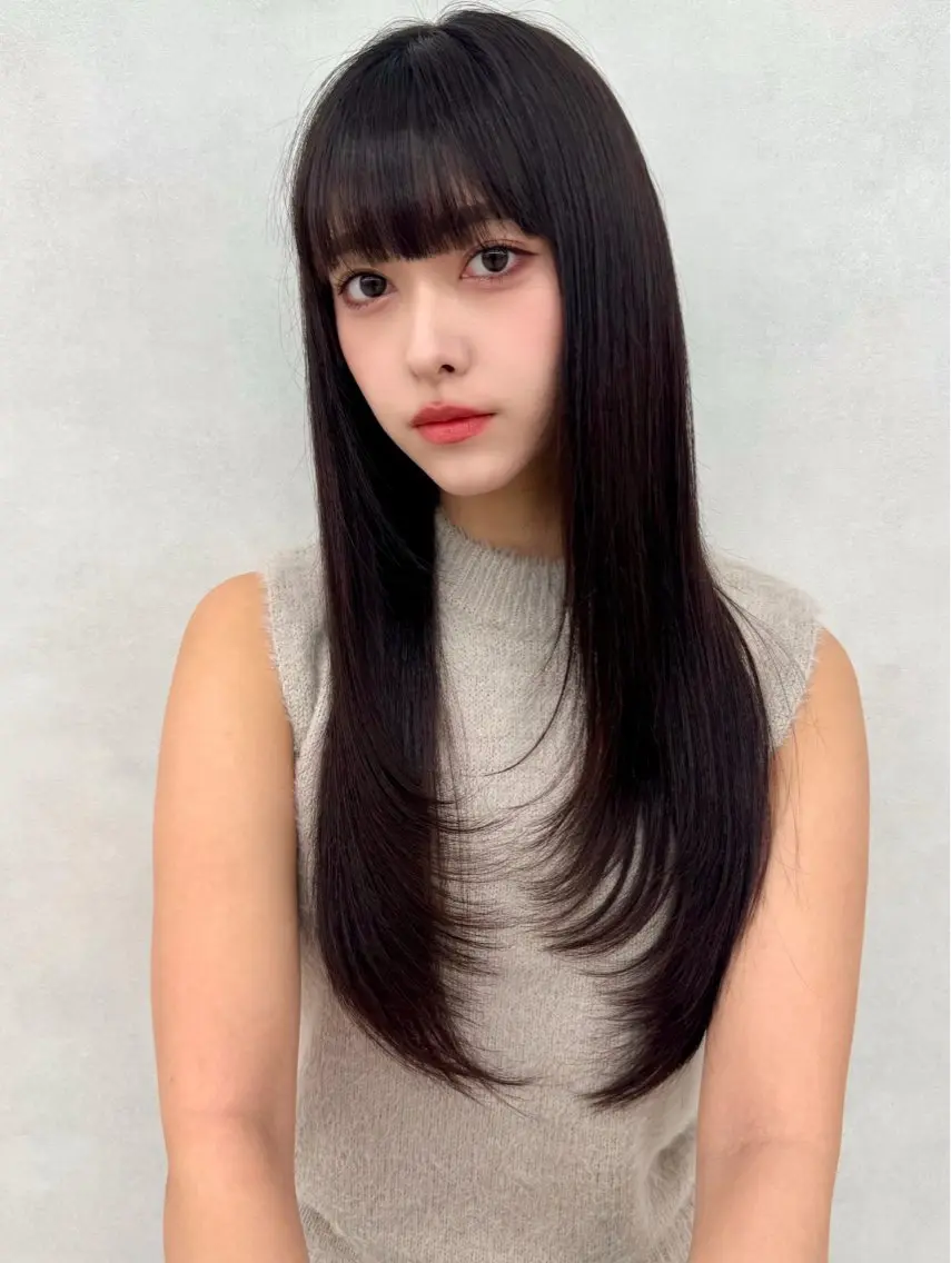 ロング カラー ロングレイヤー 髪質改善 韓国風ヘア レイヤーカット ロング カット 韓国レイヤー／髪質 改善カラー/れんのヘアスタイル