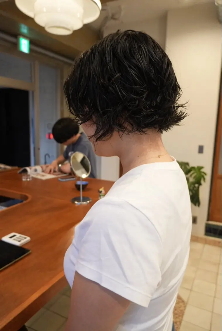 ショート パーマ パーマ ウチミズ サヤカのヘアスタイル