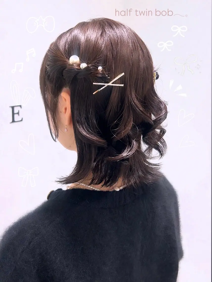 ヘアアレンジ ボブ ヘアセット/ミニボブ /レイヤー 山田寛菜のヘアスタイル
