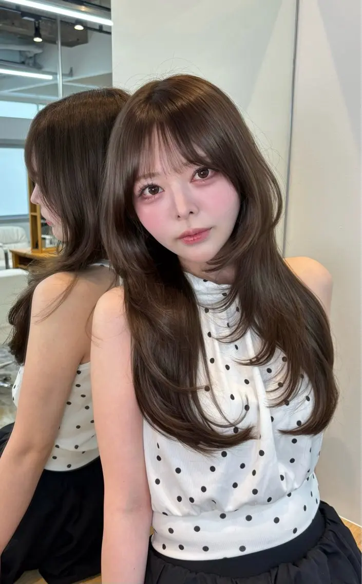 ロング カラー カット ヘアカラー トリートメント ❤︎韓国レイヤ ー❤︎/saraのヘアスタイル