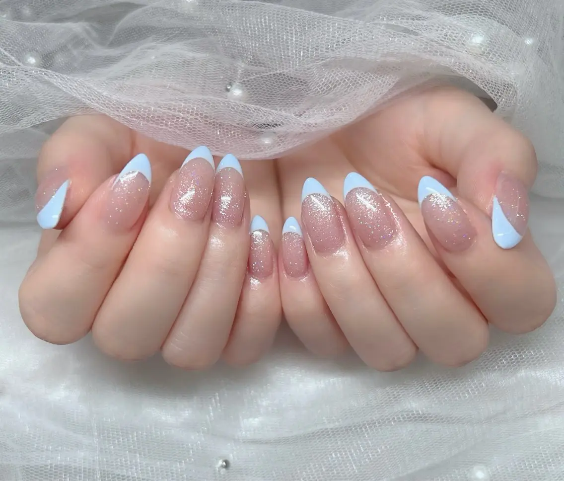 ネイル ハンドネイル 🎀PG🩵 ネイルサロンのネイルデザイン