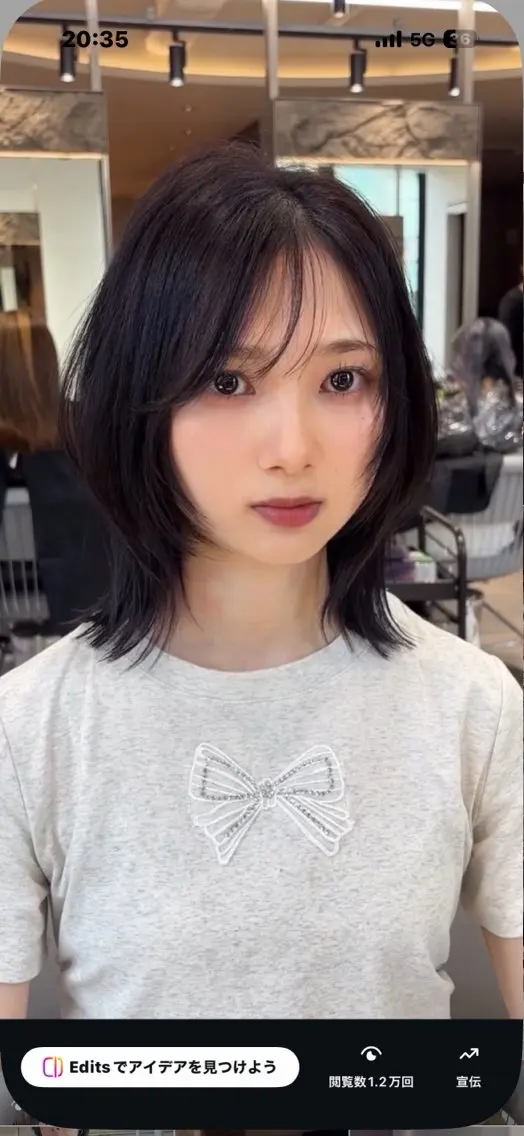 ミディアム カット 縮毛矯正 トリートメント けいし🐬ボブ 美髪縮毛矯正のヘアスタイル
