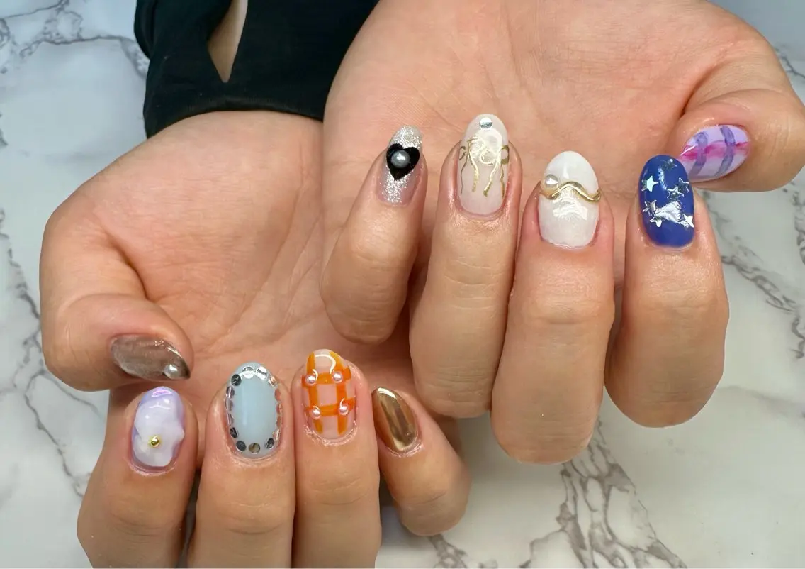 ネイル マグネットネイル ニュアンスネイル ワンカラーネイル 夏ネイル Mai’s nailのネイルデザイン