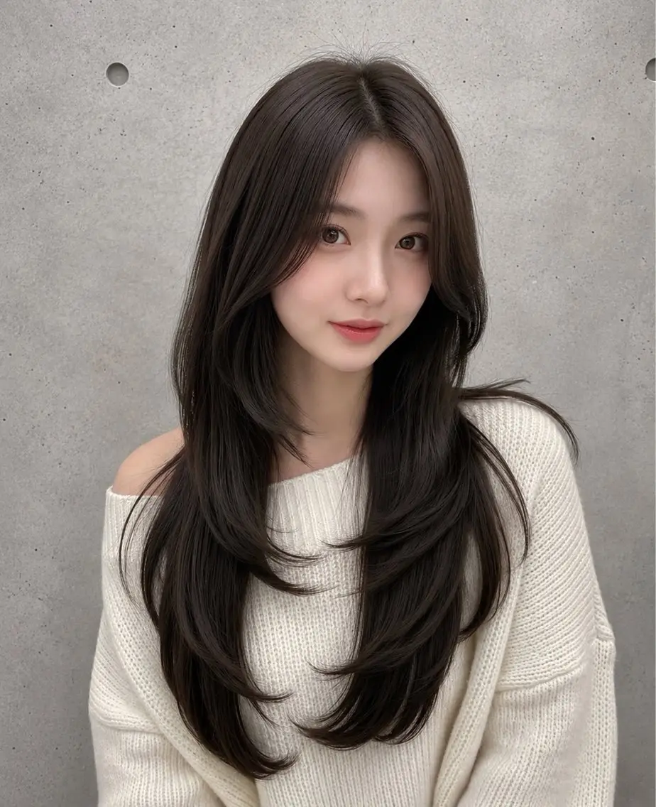 セミロング カラー ヘアアレンジ 黒髪 透明感カラー グレージュ くびれヘア ハッシュカット カット ヘアカラー トリートメント 🌫️大人韓国ヘア 🌫️naoyaのヘアスタイル