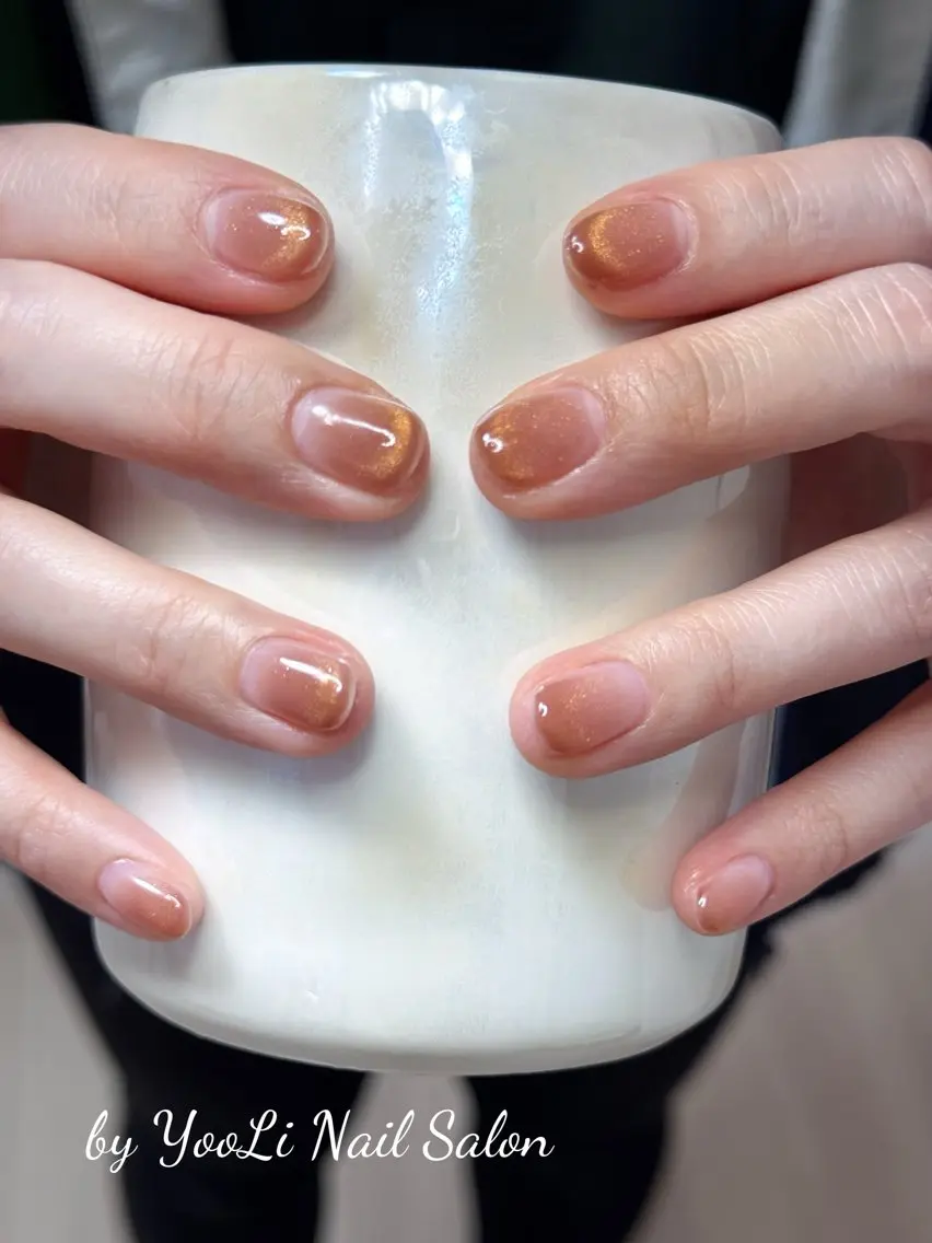 ネイル アートネイル オーロラネイル チークネイル フレンチネイル ガラスフレンチ ハンドネイル 🎀🎀YooLi Nail Salonのネイルデザイン