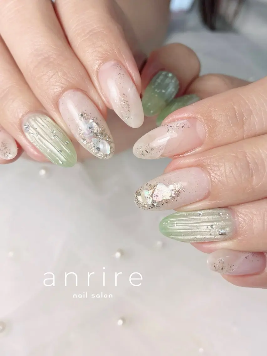 ネイル グリーン 夏ネイル nailsalon anrireのネイルデザイン