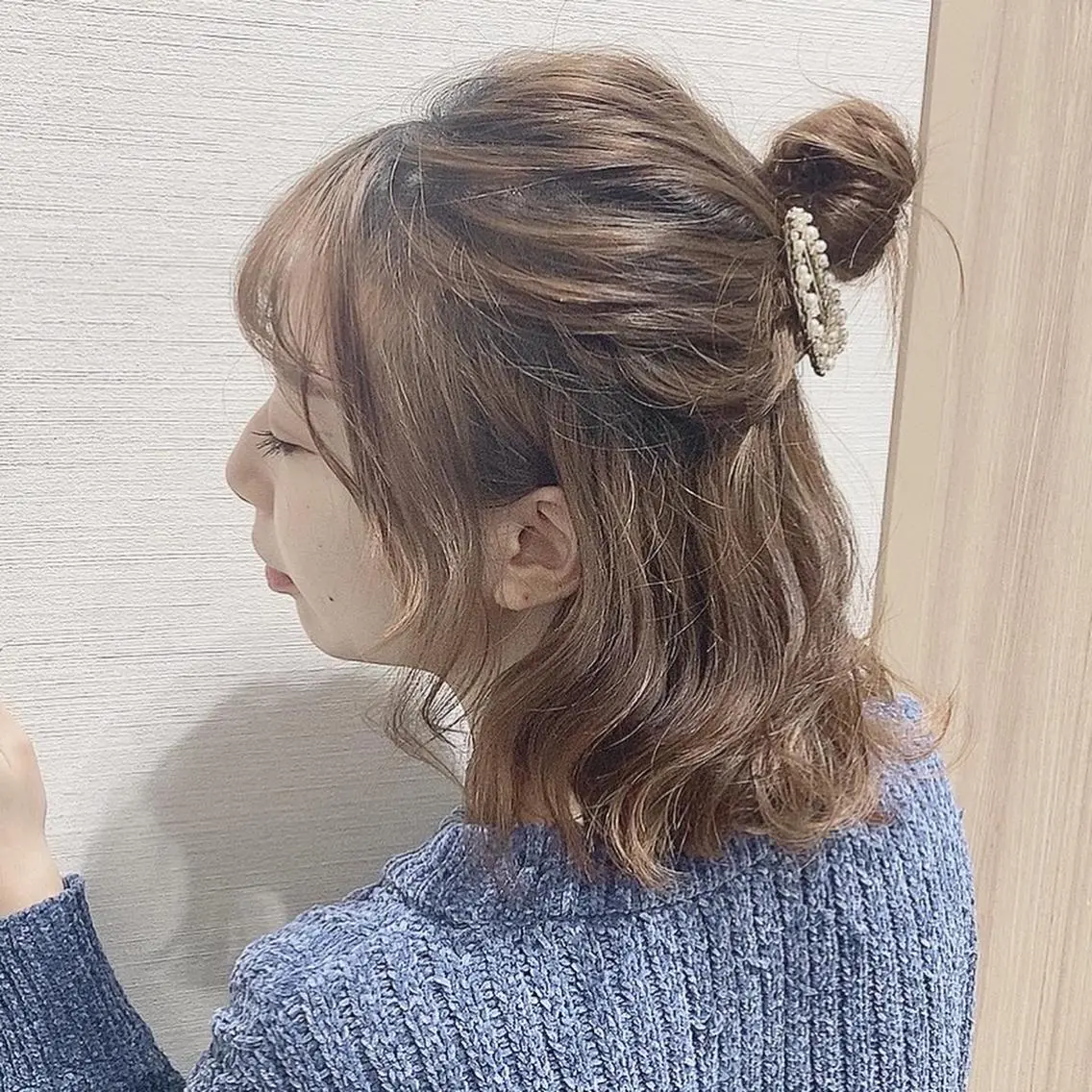 ミディアム パーマ ブリーチ🐰インナー ♡ハイライト♡綾🐰のヘアスタイル