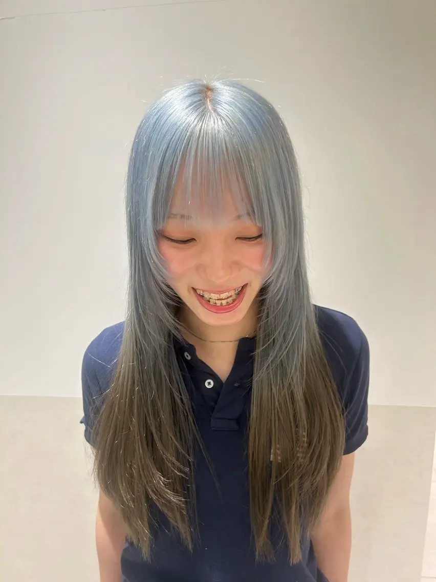 ロング カラー ヘアカラー トリートメント 🫒オリーブ/透け感 レイヤー🌿モエカのヘアスタイル