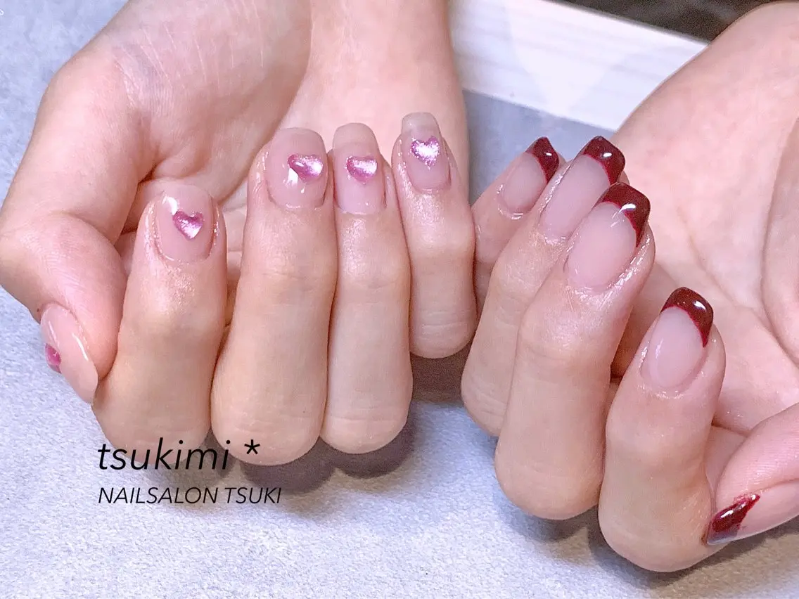 ネイル クリアネイル フレンチネイル ジェルネイル 持ち込み ぷっくりネイル ハンドネイル ハンドケア Nailsalon Tsuki.のネイルデザイン
