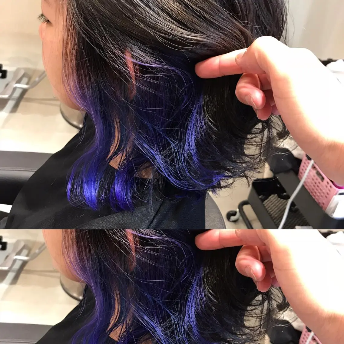 ミディアム カラー ブリーチ ブルーカラー インナーカラー ヘアカラー 大久保 隆蔵のヘアスタイル