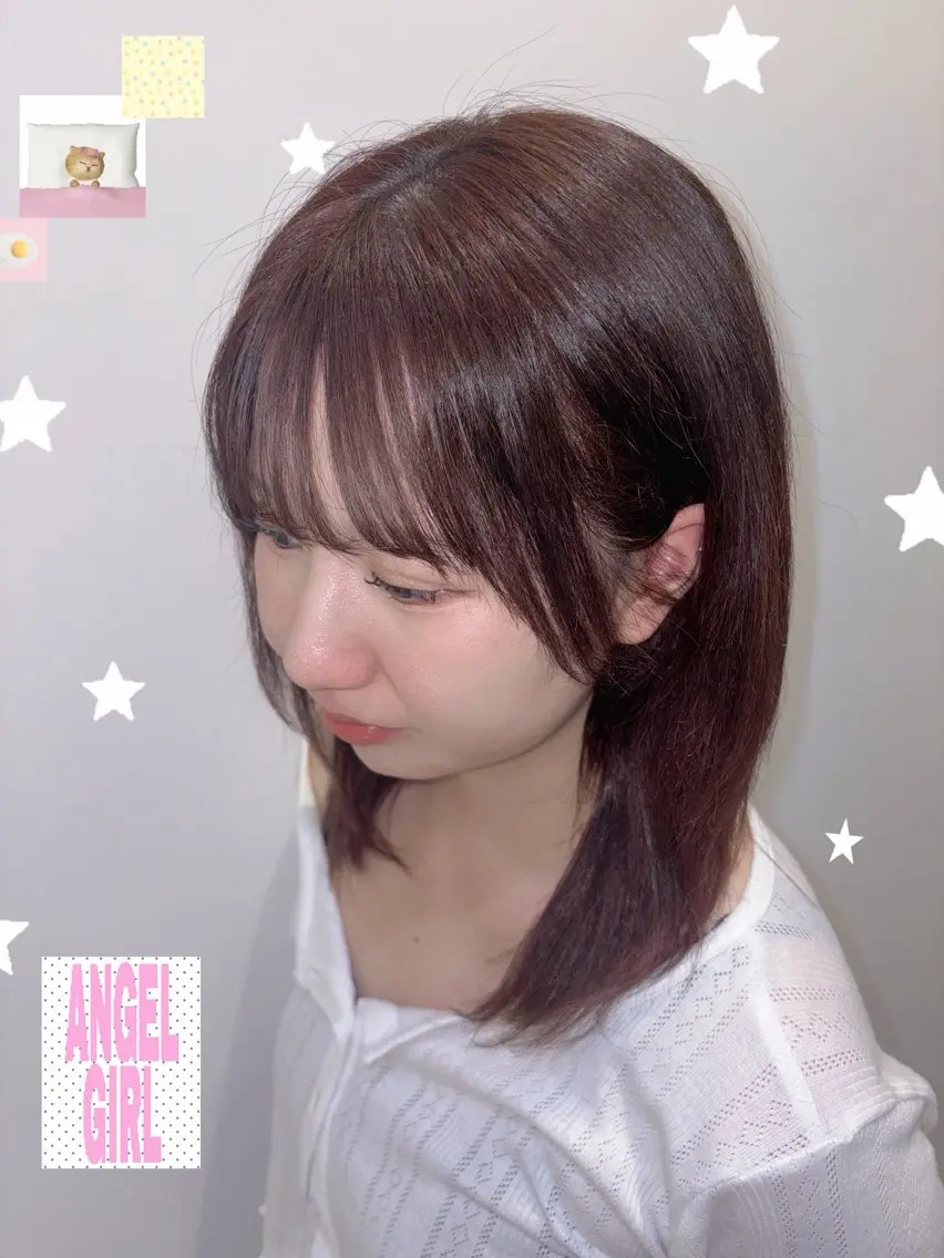 ミディアム ヘアカラー トリートメント SHION🍒ྀི/ ヘアメ/ピンクカラーのヘアスタイル