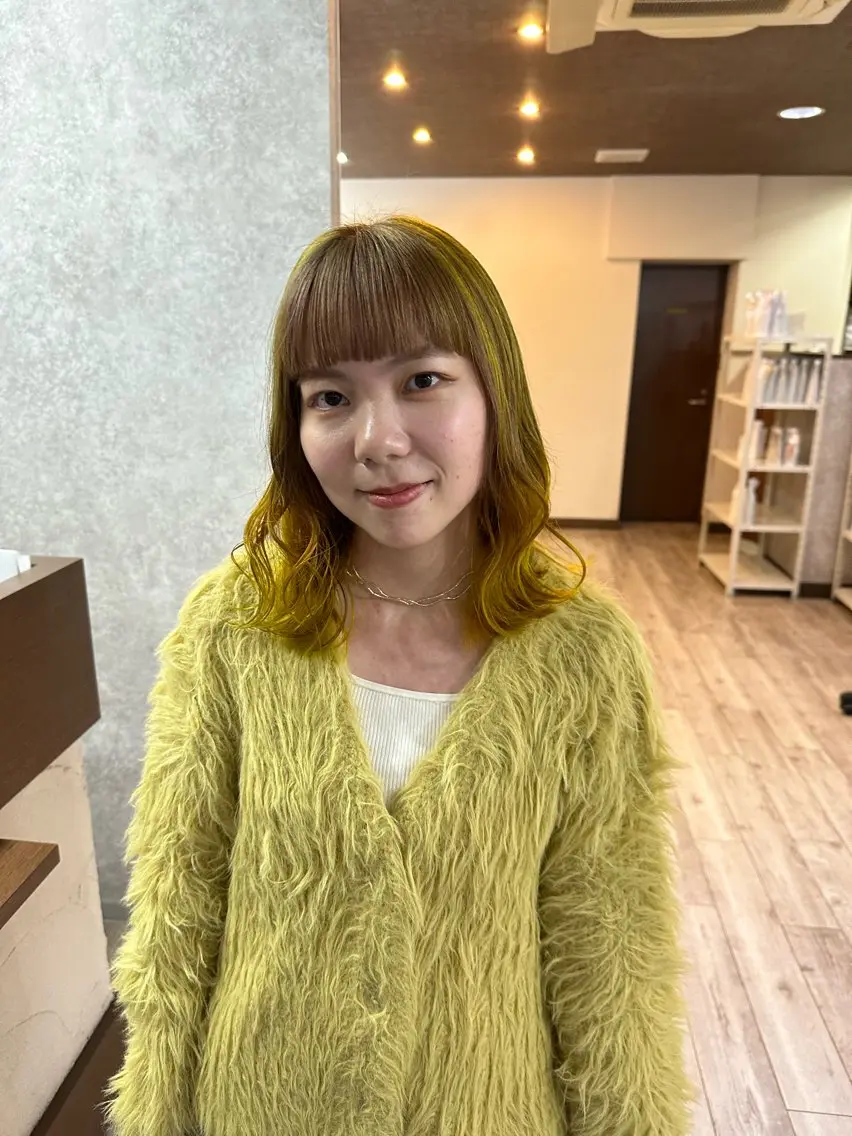 ミディアム カラー ハイライトカラー ハイライト カット ヘアカラー トリートメント レイヤー/高橋 みく /池下/千種のヘアスタイル