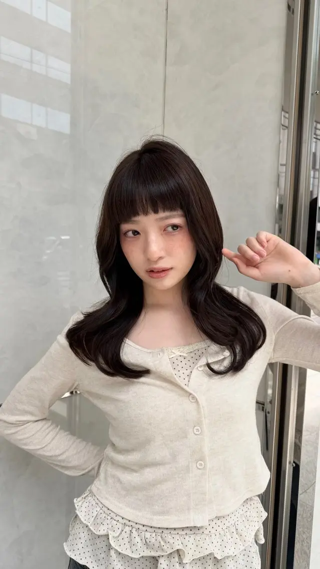 セミロング カット ヘアカラー トリートメント ナチュラル可愛い/ 艶カラー/内藤歩香のヘアスタイル