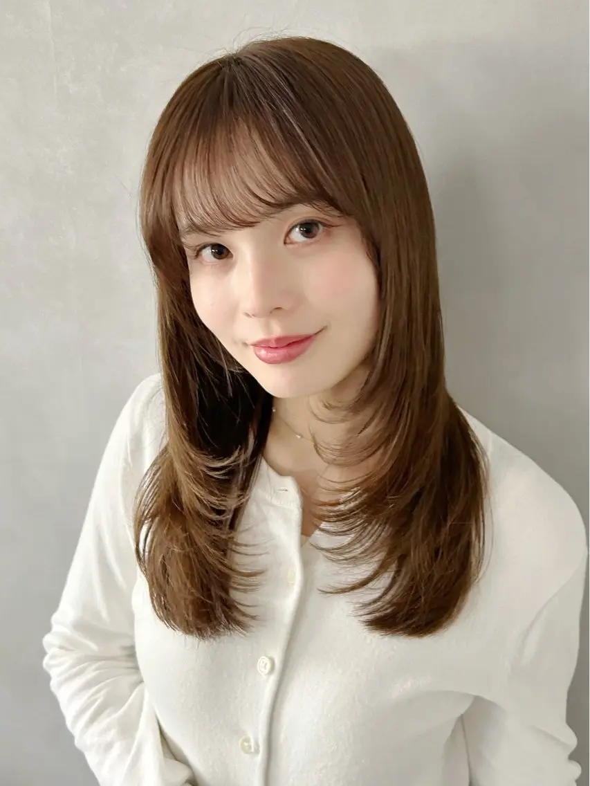 ミディアム カラー ミディアムレイヤー レイヤーカット カット ヘアカラー トリートメント 池袋/小顔レイヤー/ 顔まわり/taigaのヘアスタイル