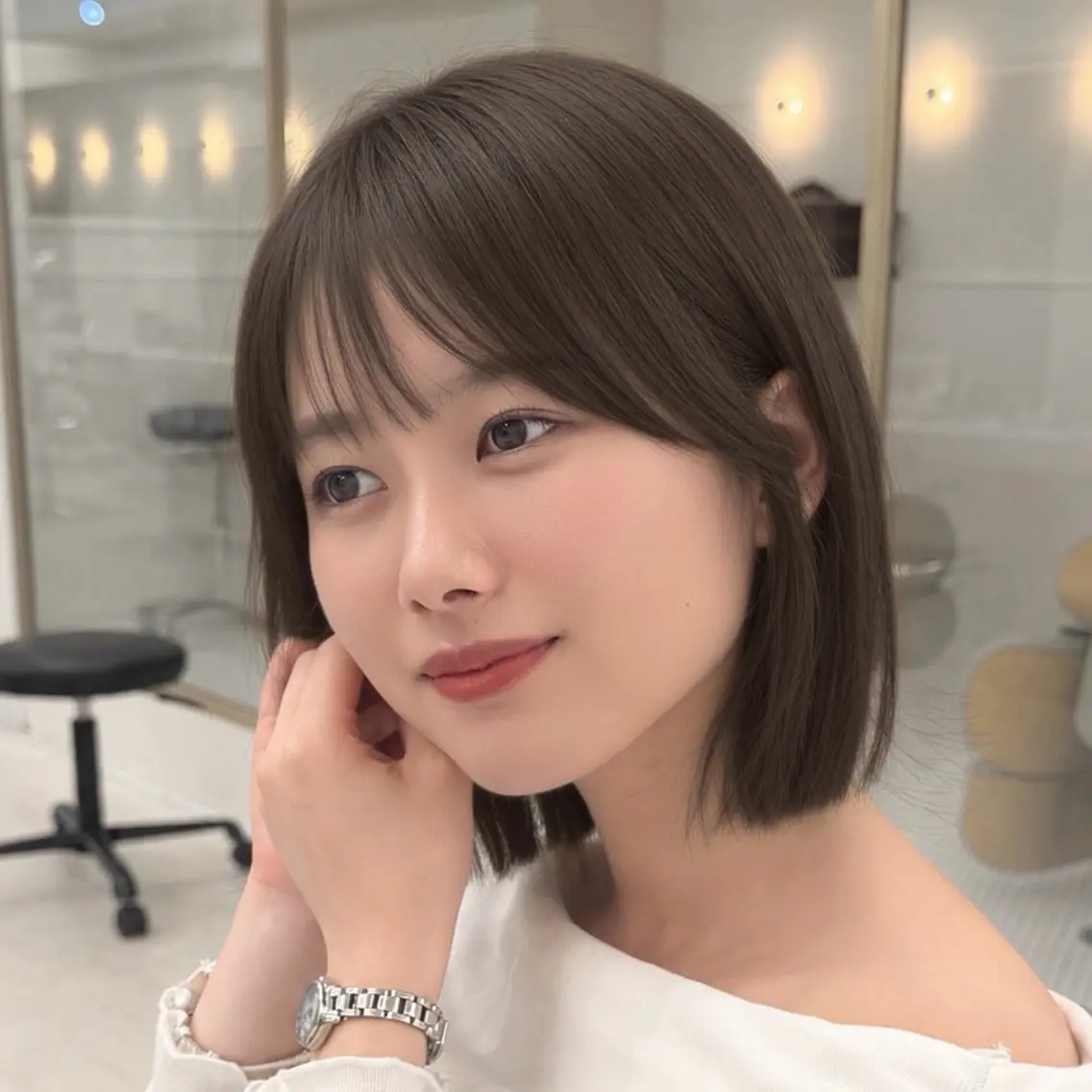 ミディアム カラー 透明感カラー ボブ カット ヘアカラー トリートメント mei タッセルボブ 縮毛矯正🧚‍♂️のヘアスタイル