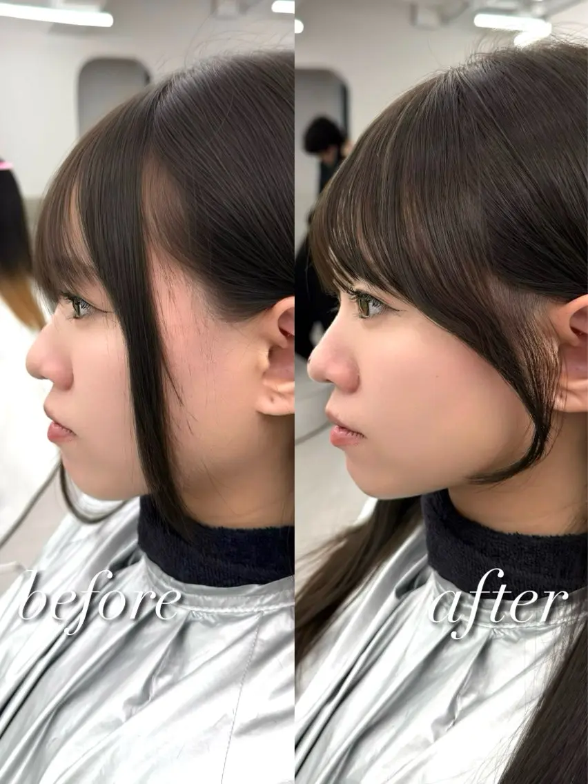 セミロング 韓国風ヘア レイヤーカット カット ヘアカラー トリートメント 失敗しない顔まわり× 小顔補正レイヤー難波のヘアスタイル