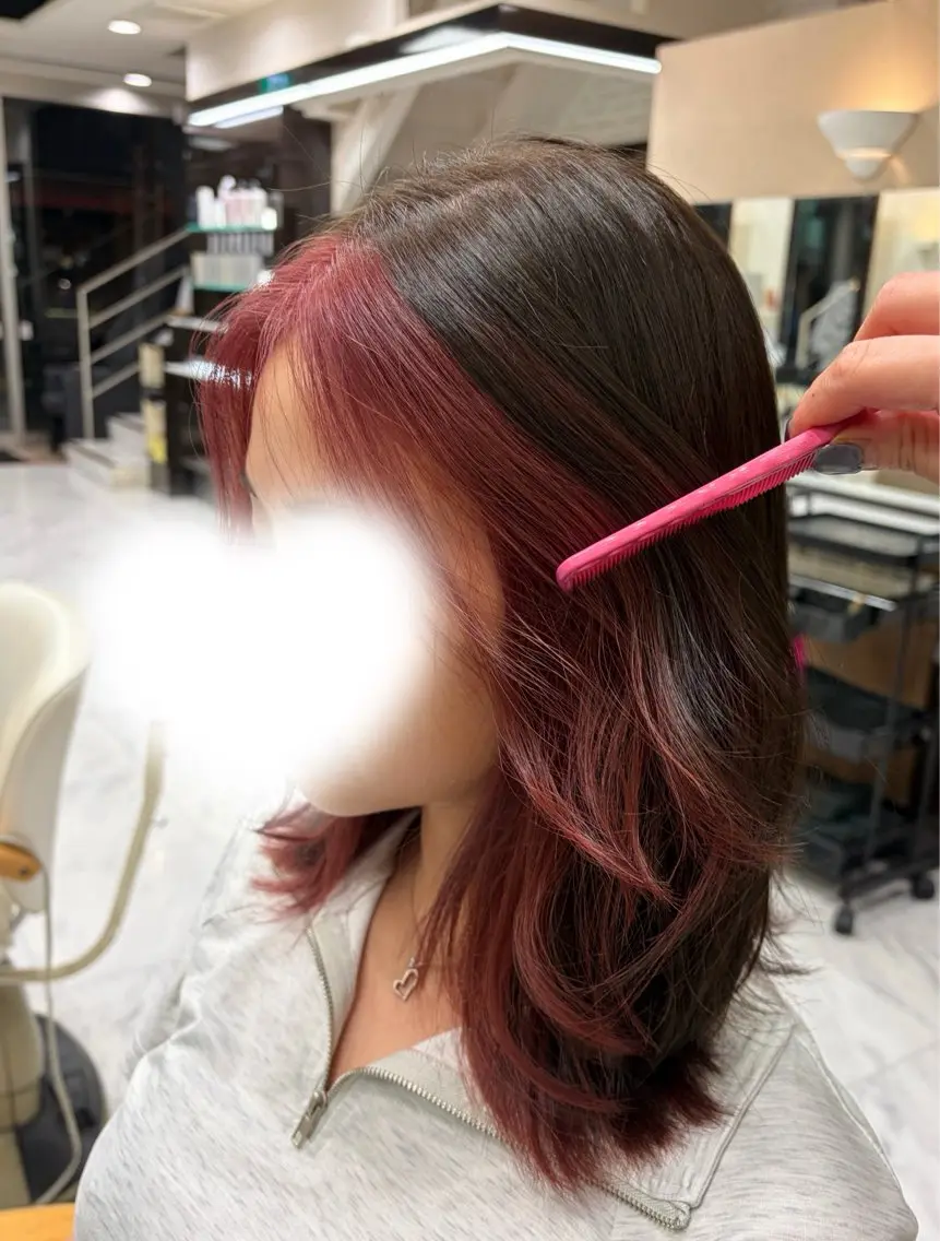 セミロング カラー ブラウンカラー ピンクカラー ヘアカラー トリートメント 🍊小川実里🍊 /カラーレイヤーのヘアスタイル