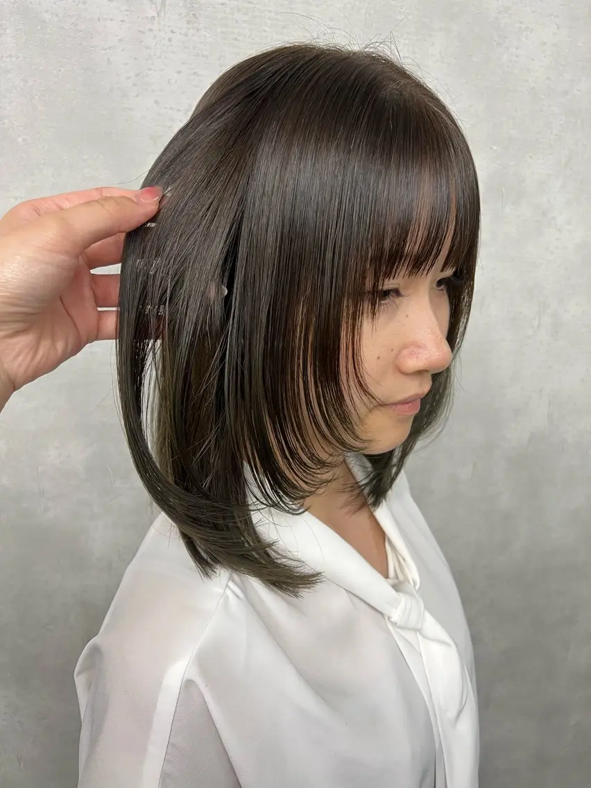 ミディアム カット ヘアカラー トリートメント 沖山 友津季のヘアスタイル