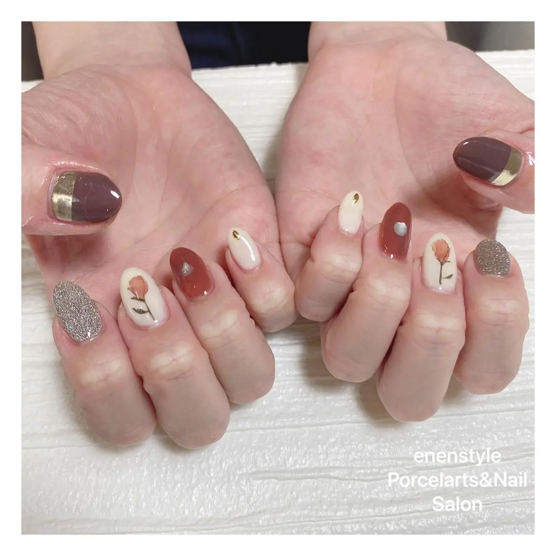 ミディアム ネイル 🐾enen style 🐾のネイルデザイン
