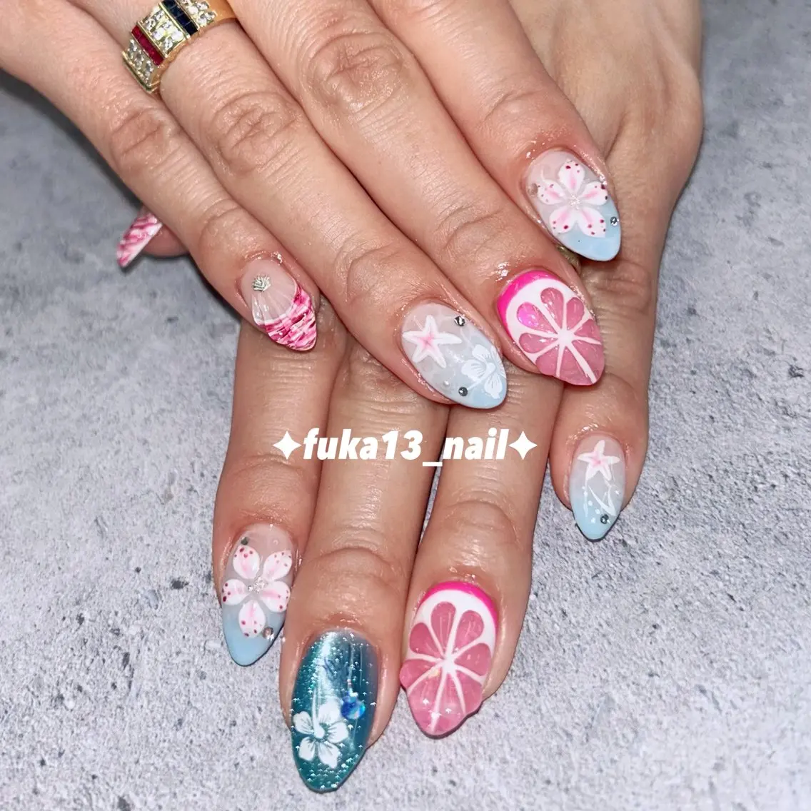 ネイル 夏ネイル ハンドネイル Nail♡Fuka. /7月予約受付中のネイルデザイン