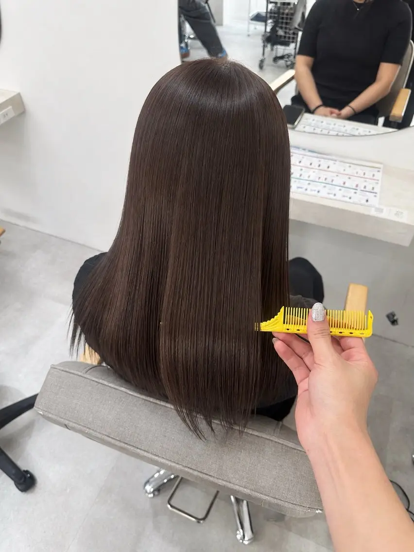 ロング カット ヘアカラー トリートメント むっち/似合わせ レイヤーカットのヘアスタイル