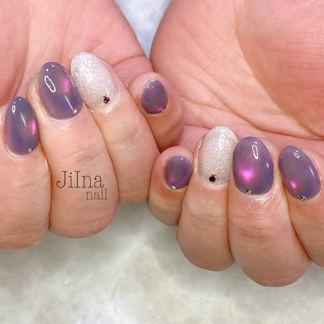 ネイル ラメ(グリッター) マグネットネイル JiIna nailのネイルデザイン