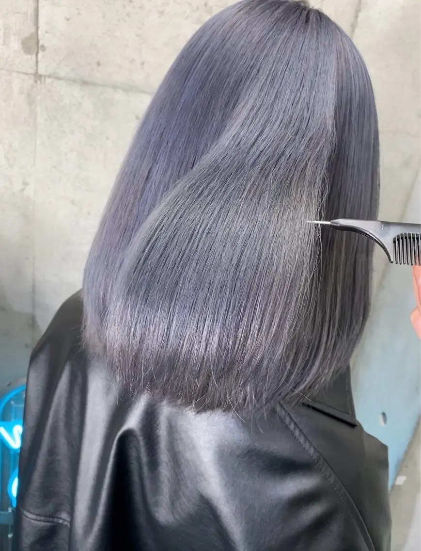 ミディアム カラー ラベンダーカラー ラベンダーグレー 國分 伸也のヘアスタイル